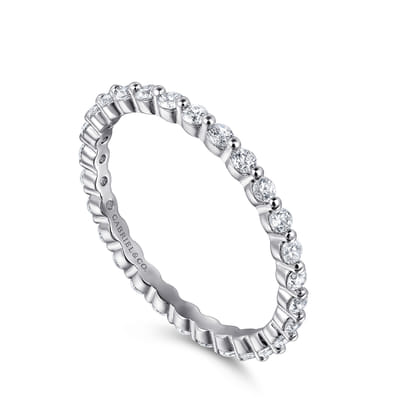 Devinne - 14K White Gold Single Prong Diamond Eternity Band