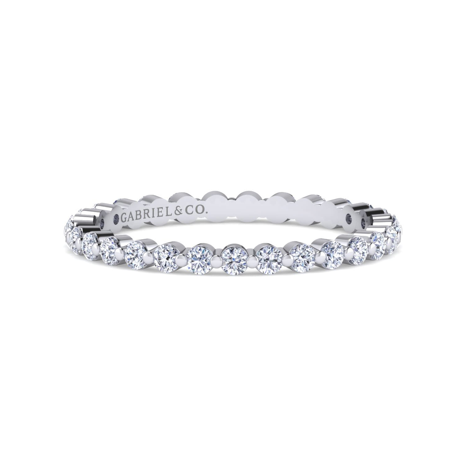 Eternity Band Wedding Ring in 14k White Gold with Round Natural Diamond at Gabriel & Co. - Shot 1