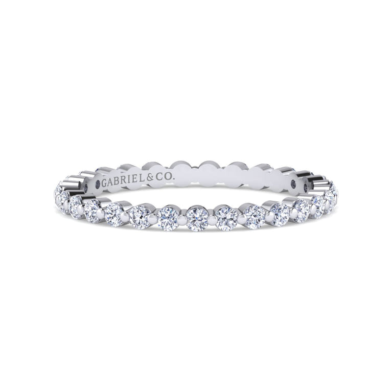 Eternity Band Wedding Ring in 14k White Gold with Round Natural Diamond at Gabriel & Co. - Shot 1