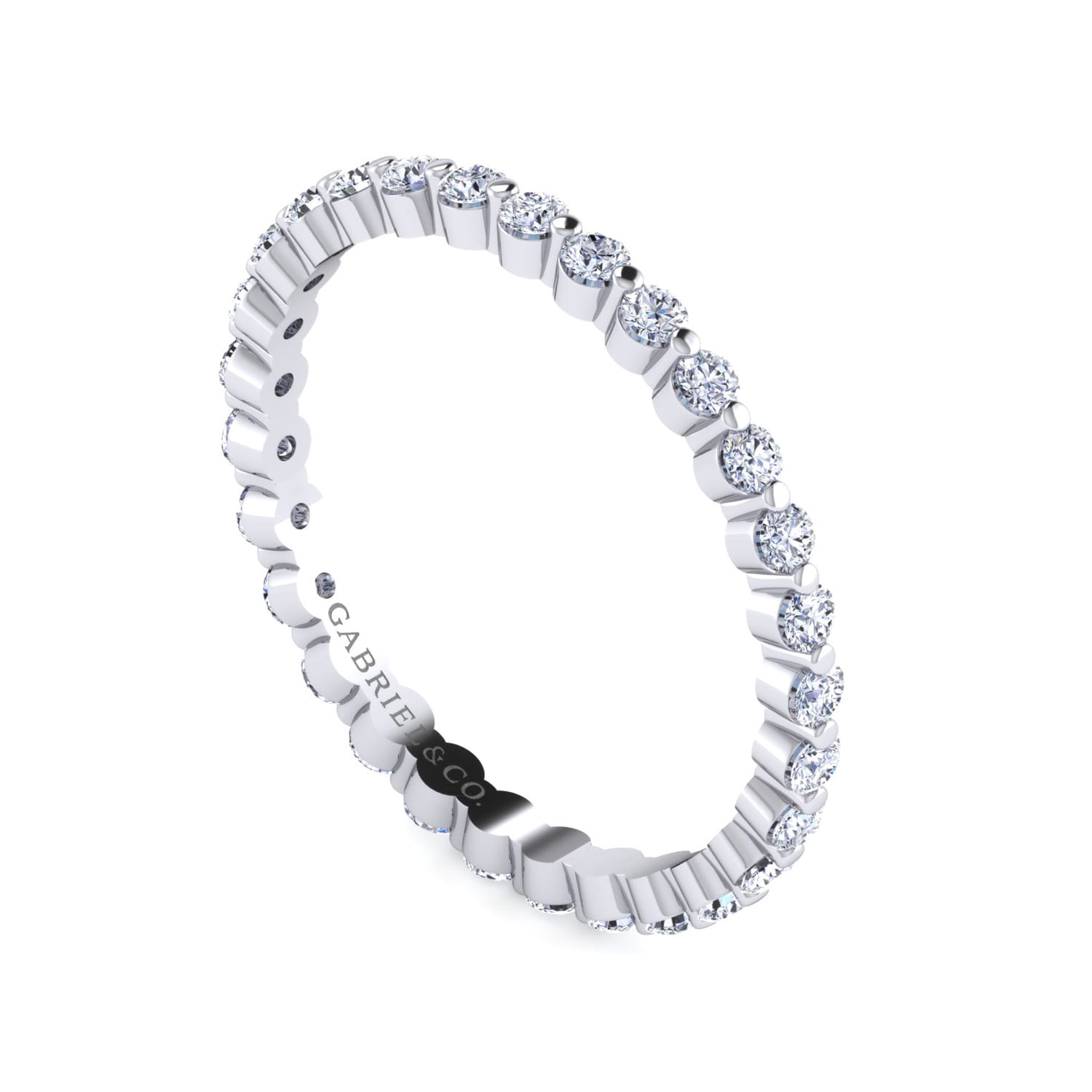 Eternity Band Wedding Ring in 14k White Gold with Round Natural Diamond at Gabriel & Co. - Shot 3