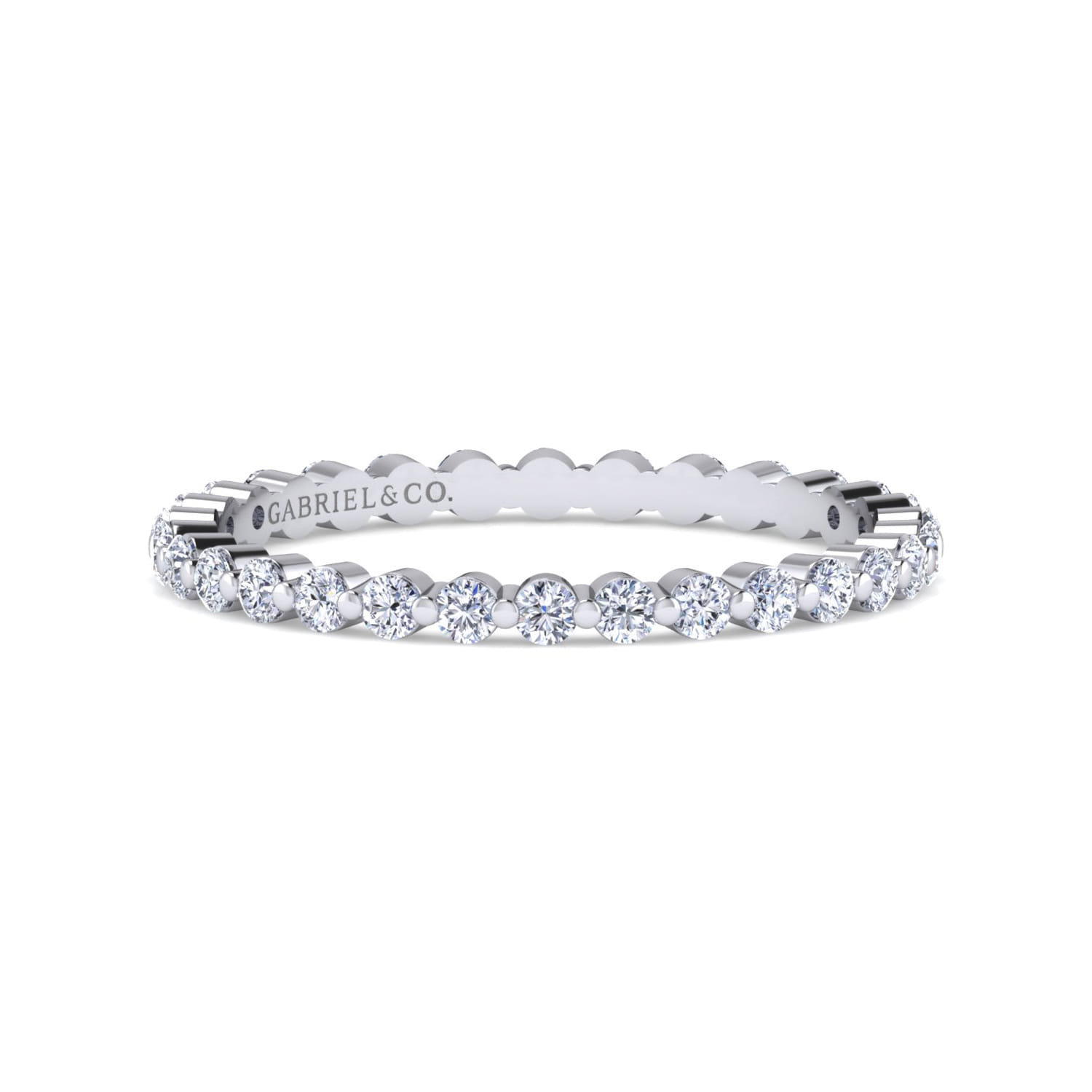 Eternity Band Wedding Ring in 14k White Gold with Round Natural Diamond at Gabriel & Co. - Shot 1