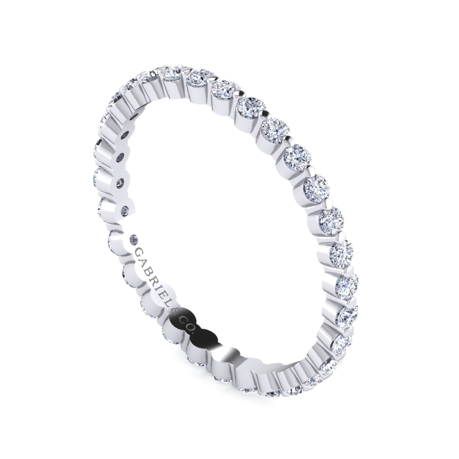 Eternity Band Wedding Ring in 14k White Gold with Round Natural Diamond at Gabriel & Co. - Shot 3