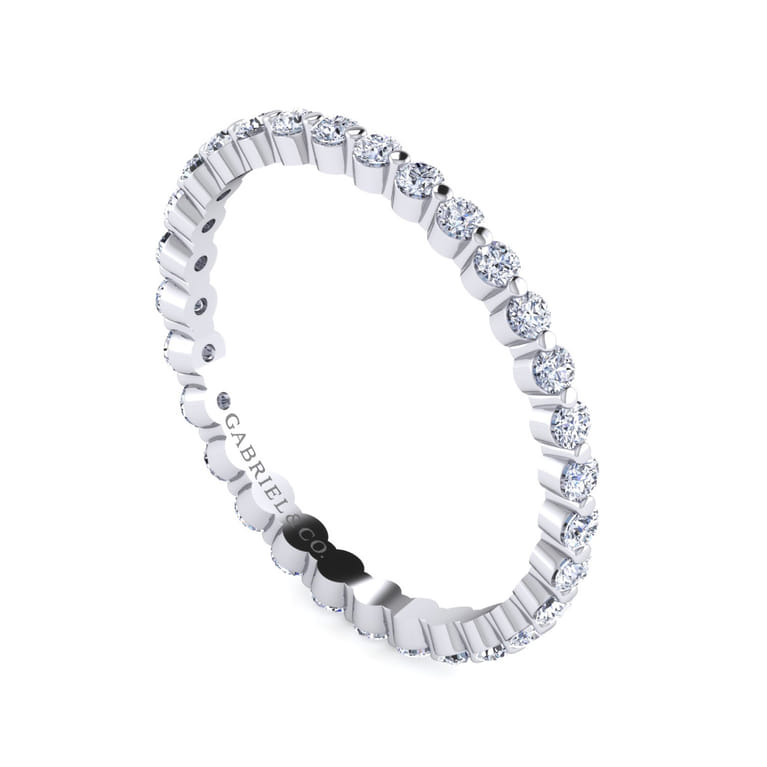 Eternity Band Wedding Ring in 14k White Gold with Round Natural Diamond at Gabriel & Co. - Shot 3