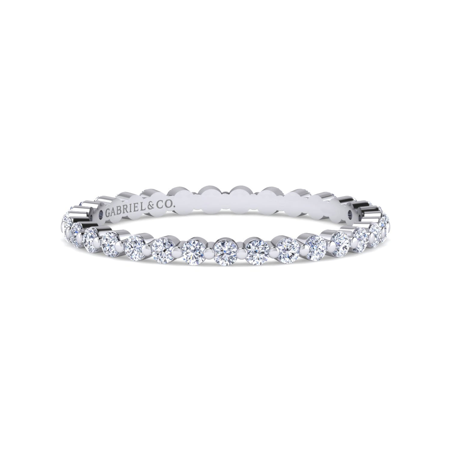 Eternity Band Wedding Ring in 14k White Gold with Round Natural Diamond at Gabriel & Co. - Shot 1