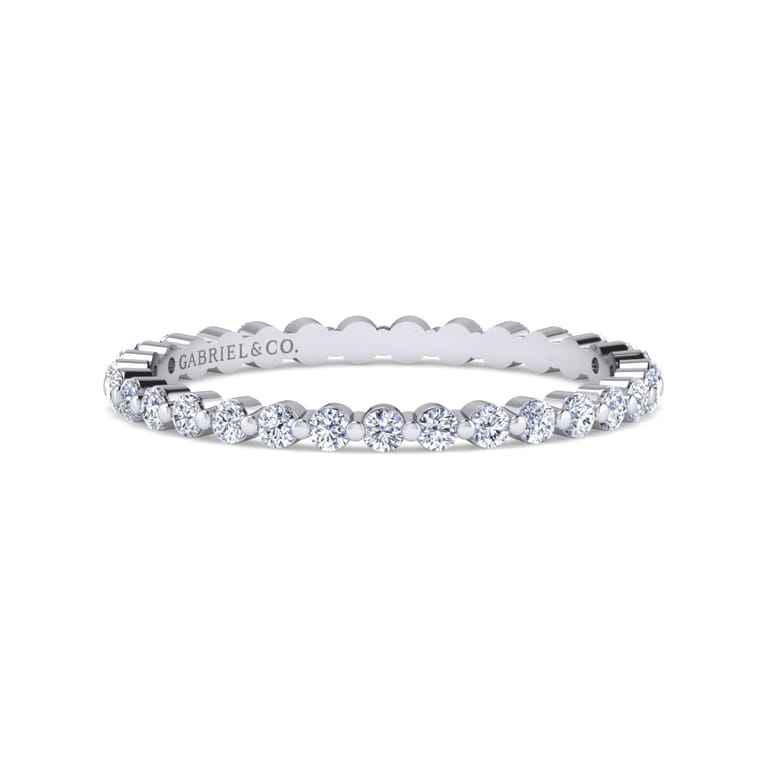 Eternity Band Wedding Ring in 14k White Gold with Round Natural Diamond at Gabriel & Co. - Shot 1