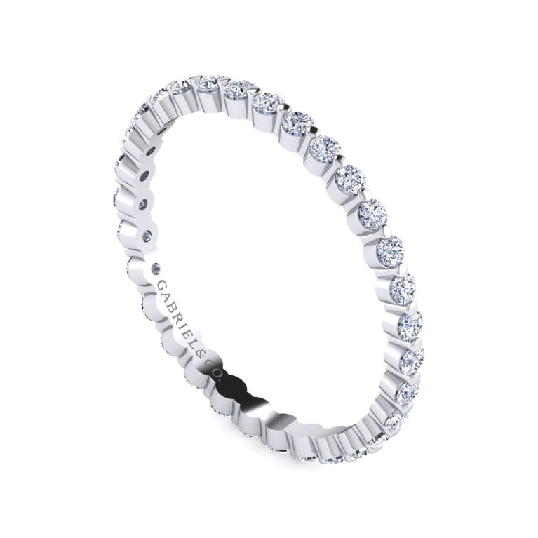 Eternity Band Wedding Ring in 14k White Gold with Round Natural Diamond at Gabriel & Co. - Shot 3