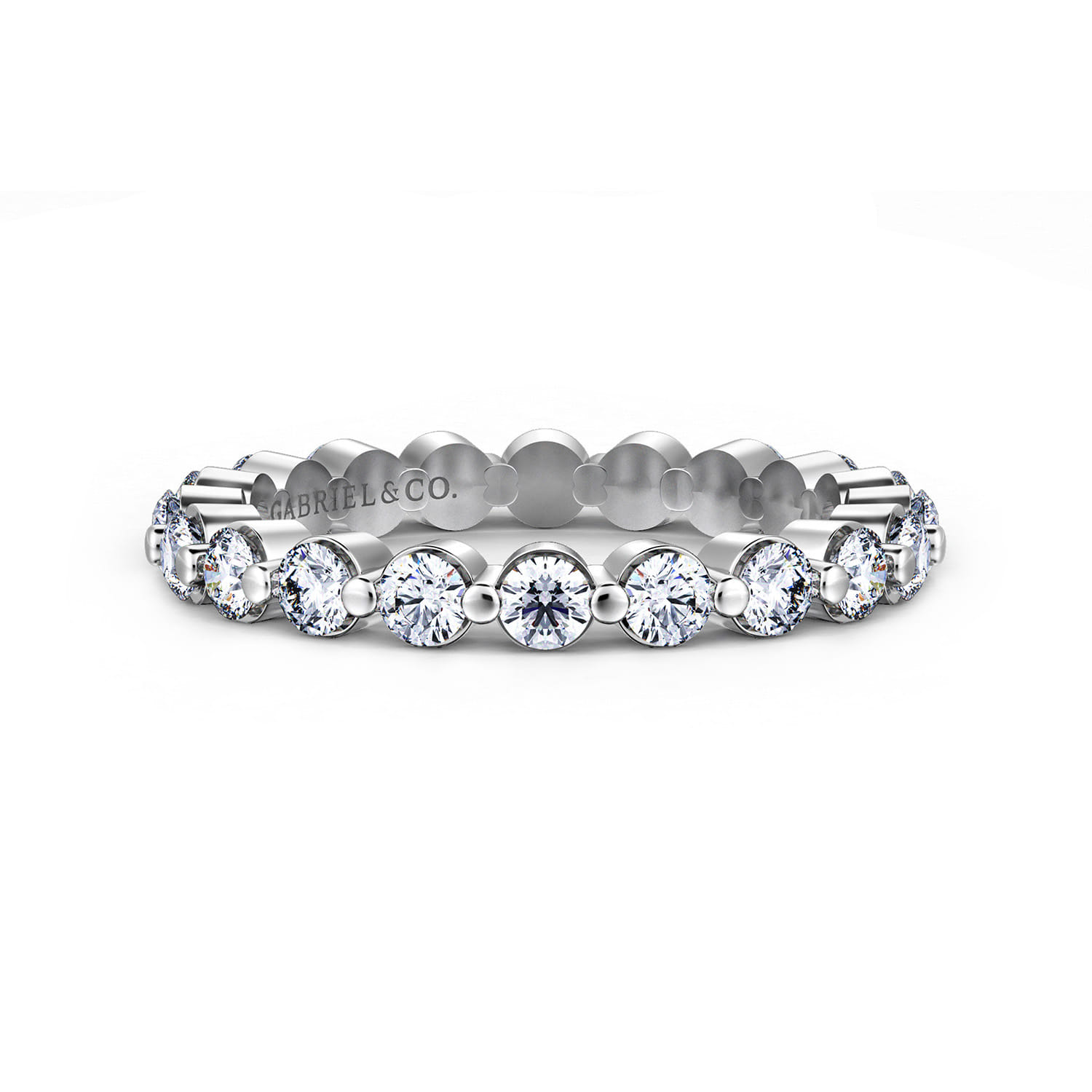Eternity Band Wedding Ring in 14k White Gold with Round Natural Diamond at Gabriel & Co. - Shot 1