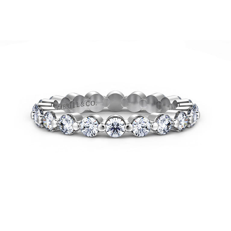 Eternity Band Wedding Ring in 14k White Gold with Round Natural Diamond at Gabriel & Co. - Shot 1
