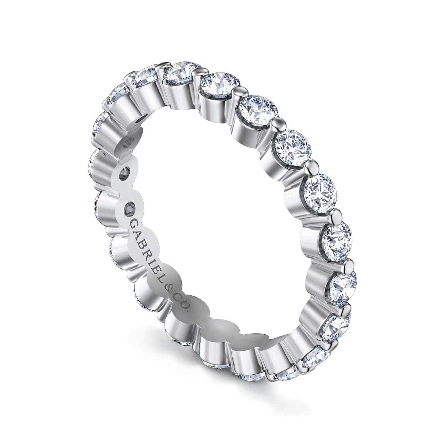 Eternity Band Wedding Ring in 14k White Gold with Round Natural Diamond at Gabriel & Co. - Shot 3