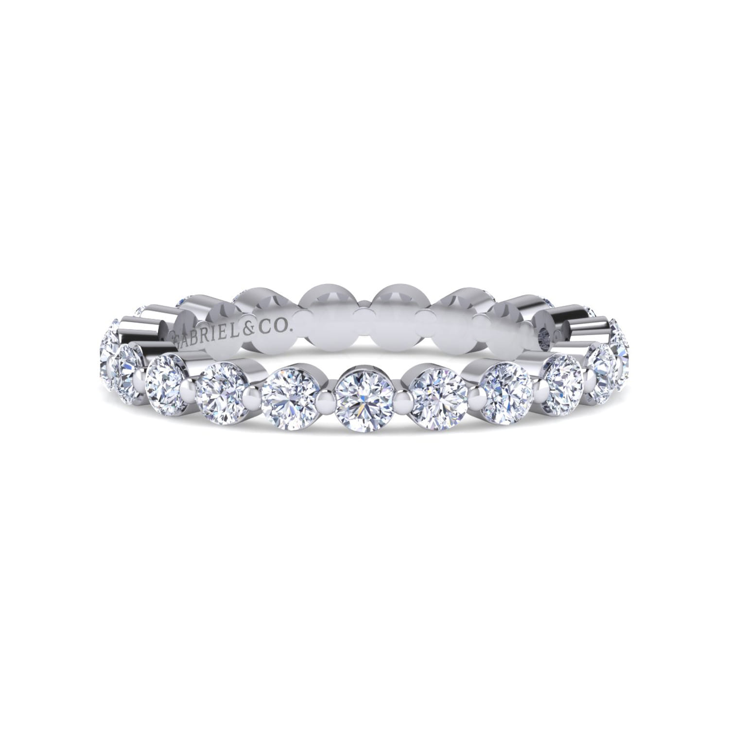 Eternity Band Wedding Ring in 14k White Gold with Round Natural Diamond at Gabriel & Co. - Shot 1