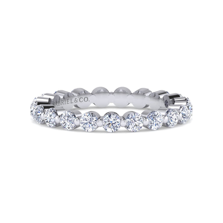 Eternity Band Wedding Ring in 14k White Gold with Round Natural Diamond at Gabriel & Co. - Shot 1