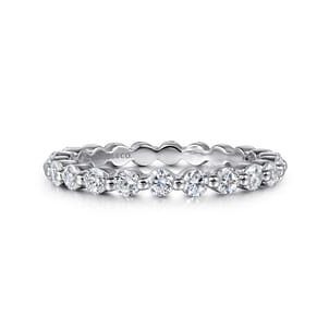 Devinne - 14K White Gold Single Prong Diamond Eternity Band