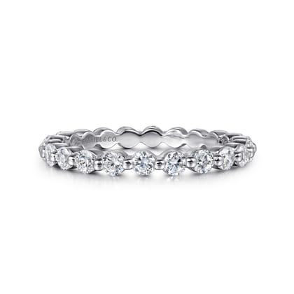 Devinne - 14K White Gold Single Prong Diamond Eternity Band