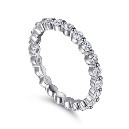 Devinne - 14K White Gold Single Prong Diamond Eternity Band