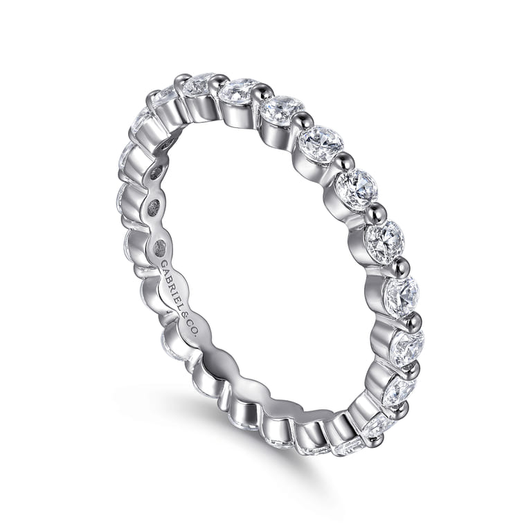 Eternity Band Wedding Ring in 14k White Gold with Round Natural Diamond at Gabriel & Co. - Shot 3