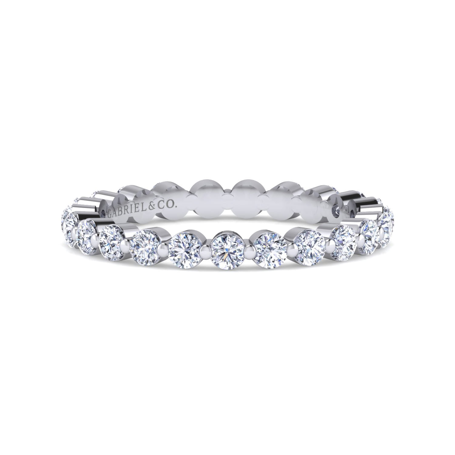 Eternity Band Wedding Ring in 14k White Gold with Round Natural Diamond at Gabriel & Co. - Shot 1
