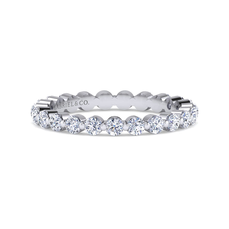 Eternity Band Wedding Ring in 14k White Gold with Round Natural Diamond at Gabriel & Co. - Shot 1