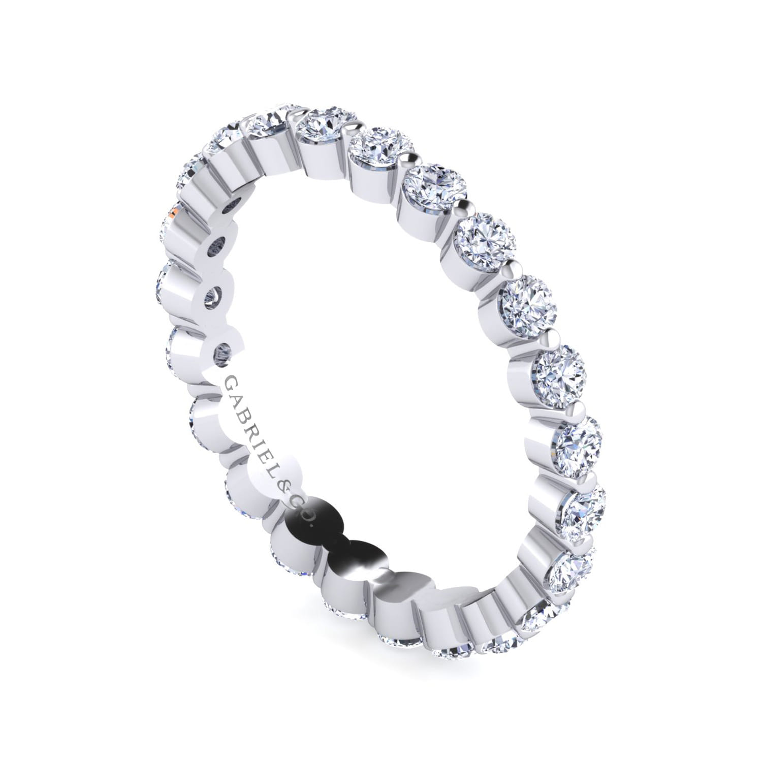 Eternity Band Wedding Ring in 14k White Gold with Round Natural Diamond at Gabriel & Co. - Shot 3
