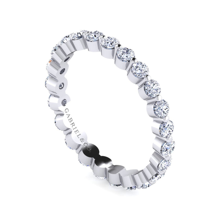 Eternity Band Wedding Ring in 14k White Gold with Round Natural Diamond at Gabriel & Co. - Shot 3