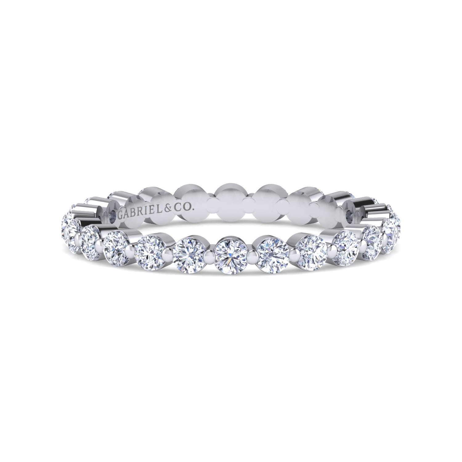 Eternity Band Wedding Ring in 14k White Gold with Round Natural Diamond at Gabriel & Co. - Shot 1