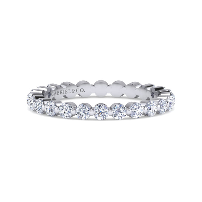 Eternity Band Wedding Ring in 14k White Gold with Round Natural Diamond at Gabriel & Co. - Shot 1