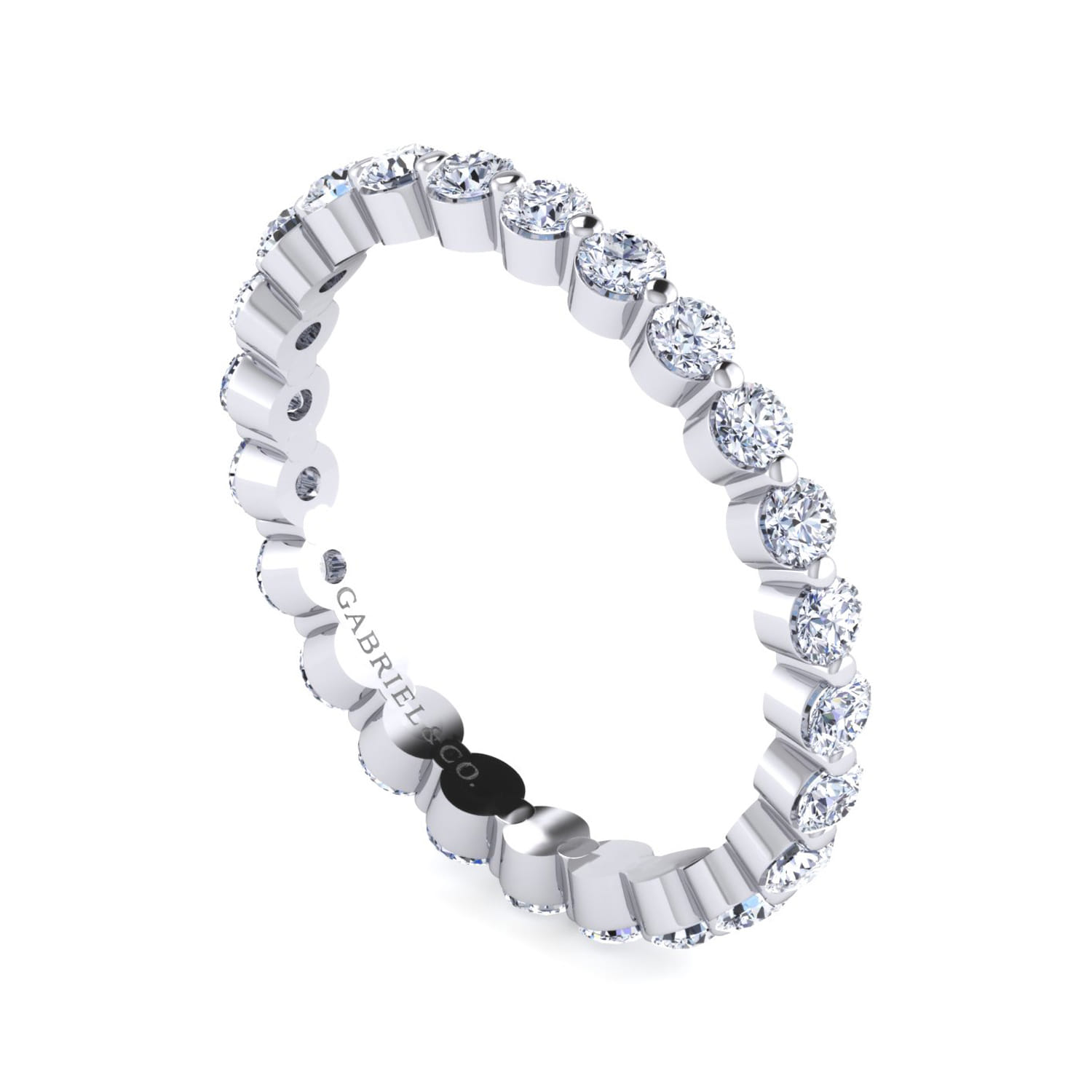 Eternity Band Wedding Ring in 14k White Gold with Round Natural Diamond at Gabriel & Co. - Shot 3