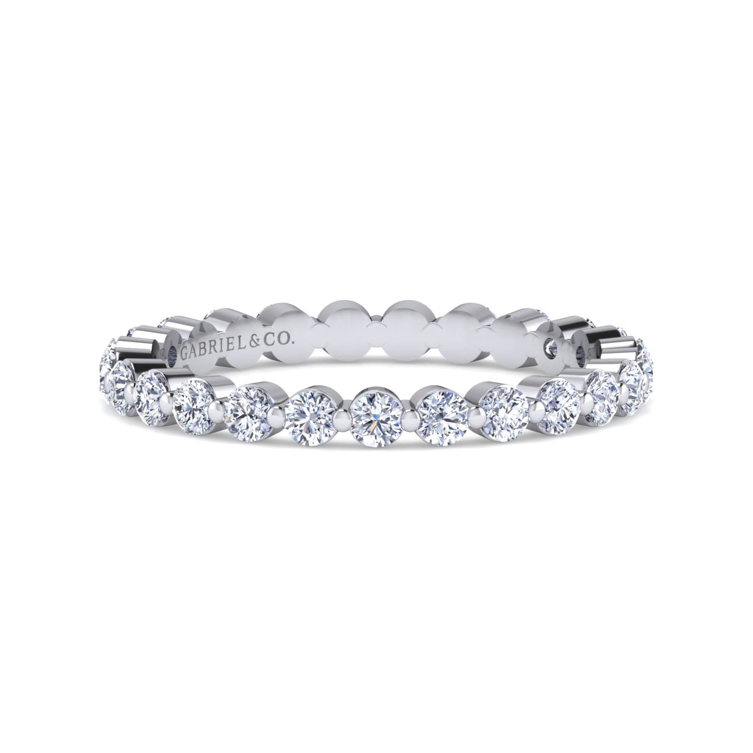 Eternity Band Wedding Ring in 14k White Gold with Round Natural Diamond at Gabriel & Co. - Shot 1