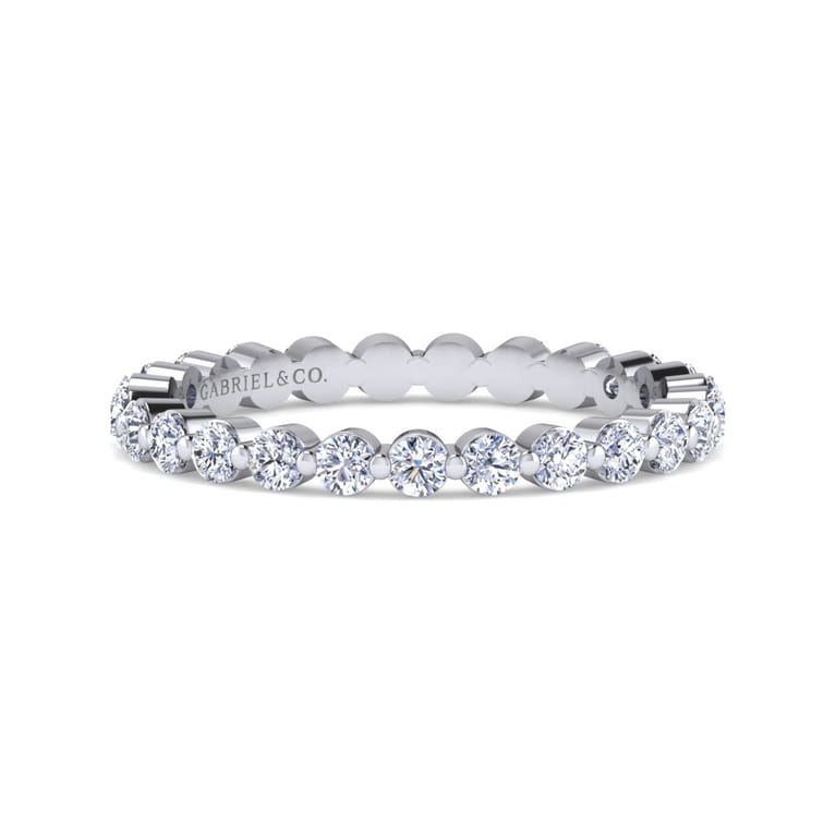 Eternity Band Wedding Ring in 14k White Gold with Round Natural Diamond at Gabriel & Co. - Shot 1
