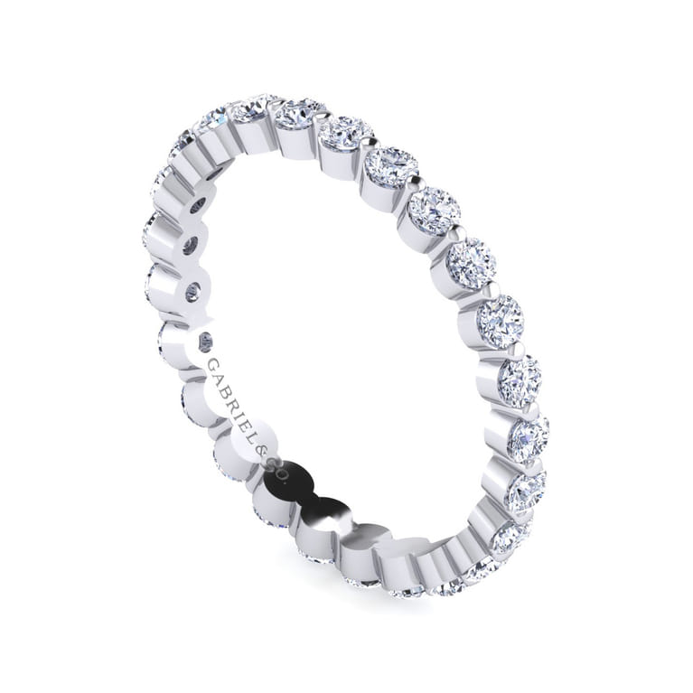 Eternity Band Wedding Ring in 14k White Gold with Round Natural Diamond at Gabriel & Co. - Shot 3