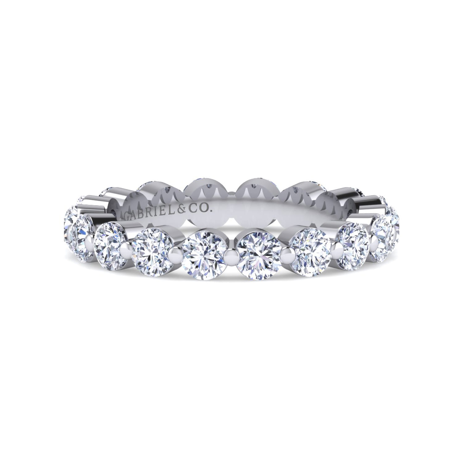 Eternity Band Wedding Ring in 14k White Gold with Round Natural Diamond at Gabriel & Co. - Shot 1