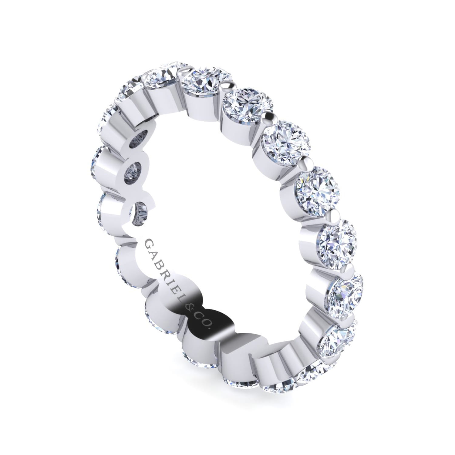 Eternity Band Wedding Ring in 14k White Gold with Round Natural Diamond at Gabriel & Co. - Shot 3