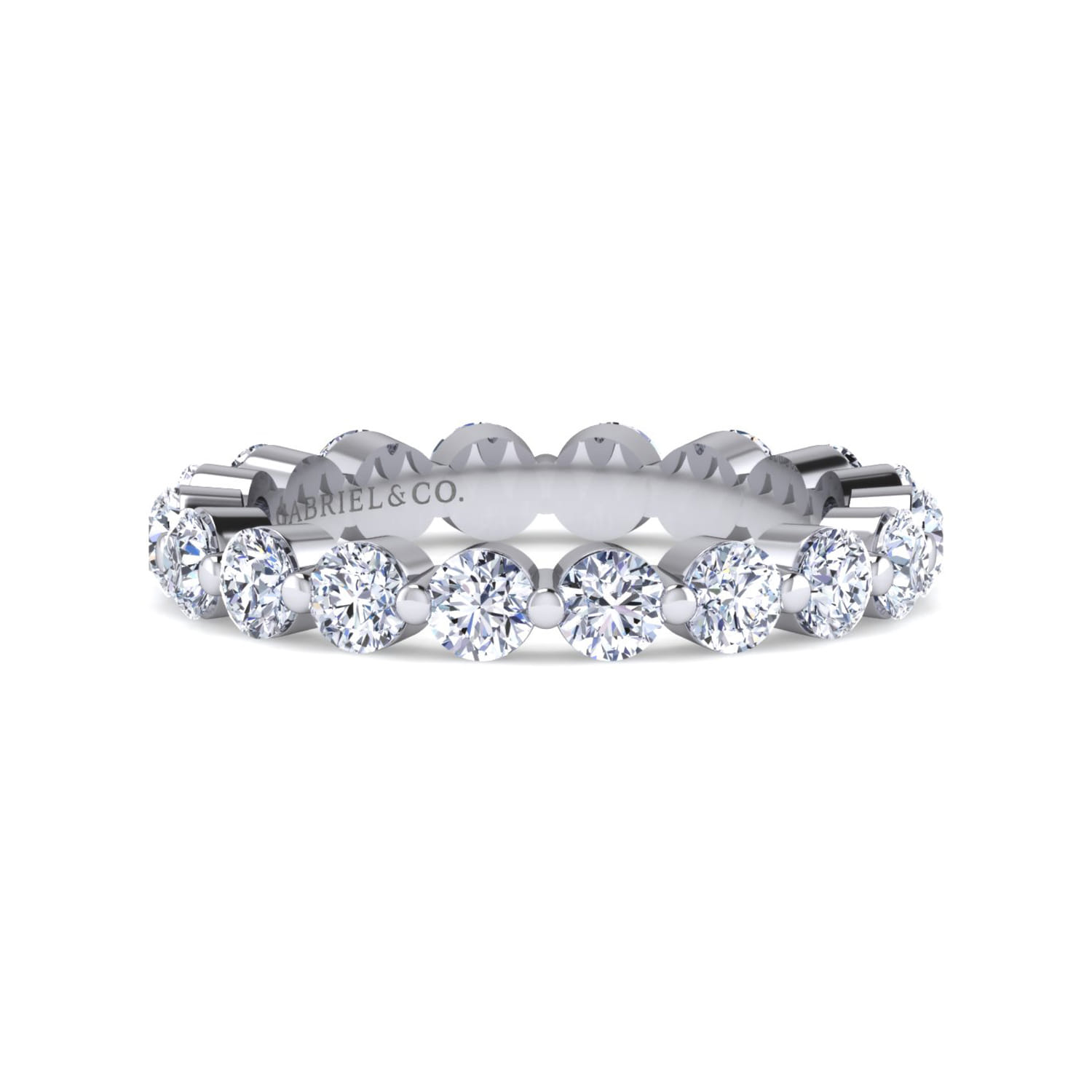 Eternity Band Wedding Ring in 14k White Gold with Round Natural Diamond at Gabriel & Co. - Shot 1