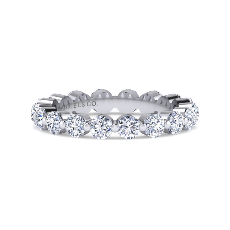 Eternity Band Wedding Ring in 14k White Gold with Round Natural Diamond at Gabriel & Co. - Shot 1