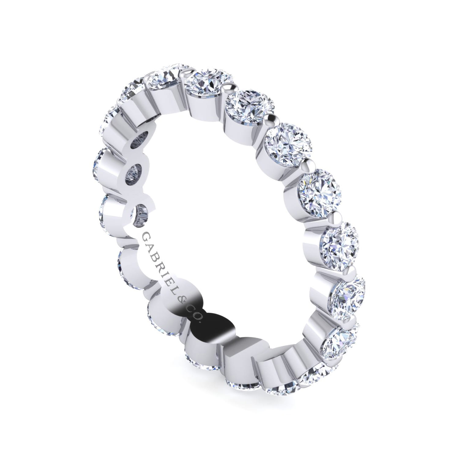 Eternity Band Wedding Ring in 14k White Gold with Round Natural Diamond at Gabriel & Co. - Shot 2