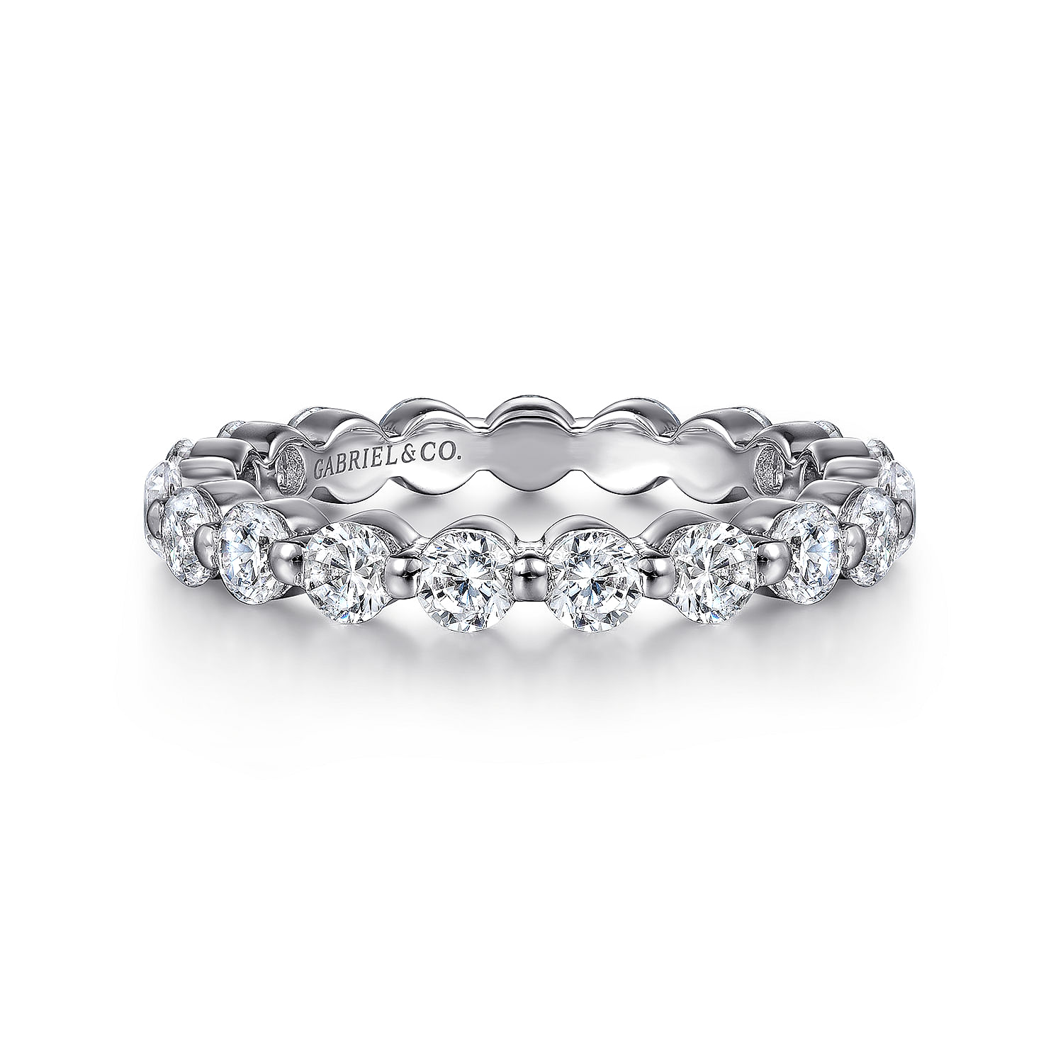 Devinne - 14K White Gold Single Prong Diamond Eternity Band