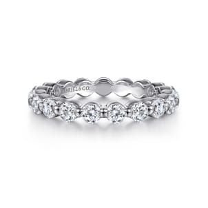 Devinne - 14K White Gold Single Prong Diamond Eternity Band
