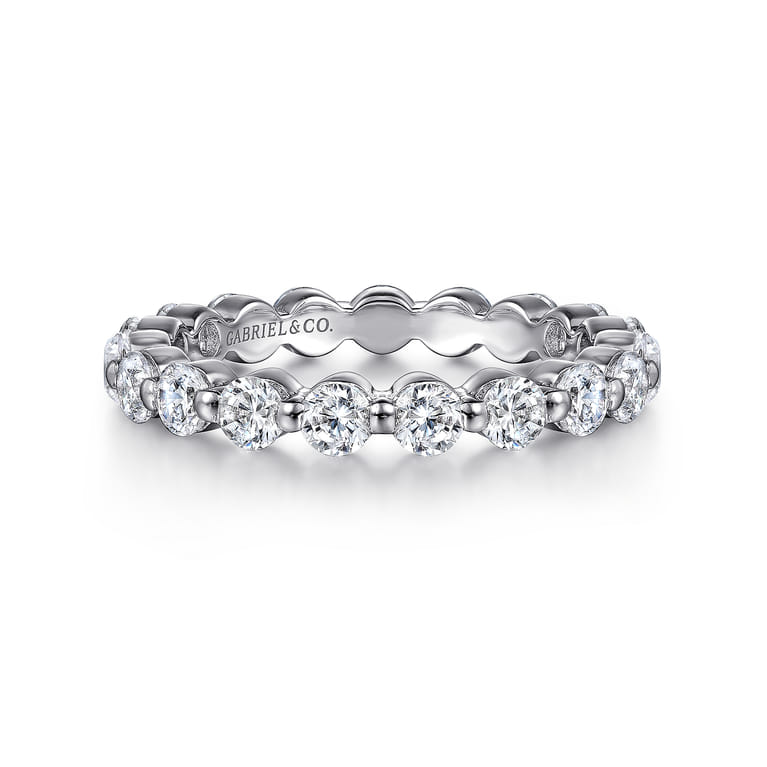 Eternity Band Wedding Ring in 14k White Gold with Round Natural Diamond at Gabriel & Co. - Shot 1