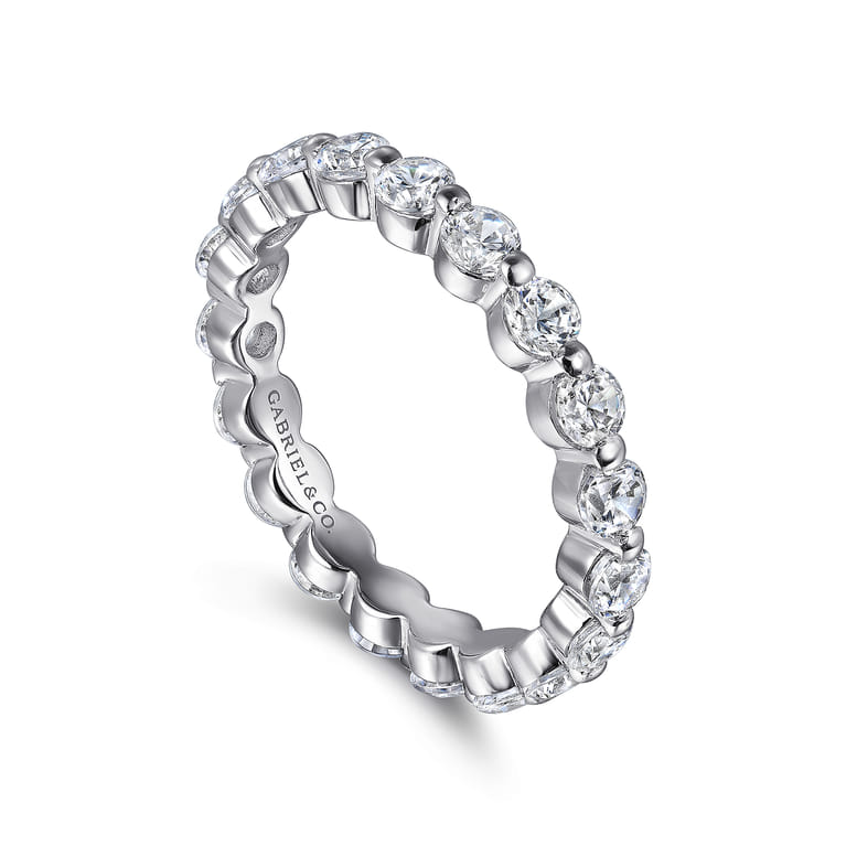 Eternity Band Wedding Ring in 14k White Gold with Round Natural Diamond at Gabriel & Co. - Shot 3