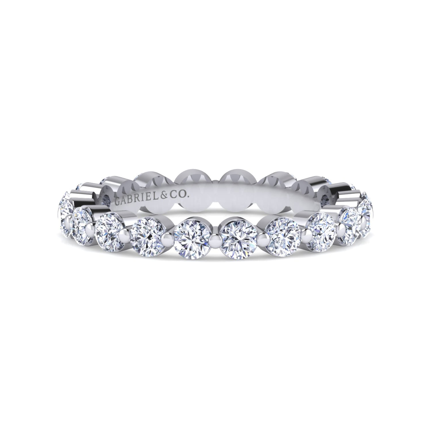 Eternity Band Wedding Ring in 14k White Gold with Round Natural Diamond at Gabriel & Co. - Shot 1