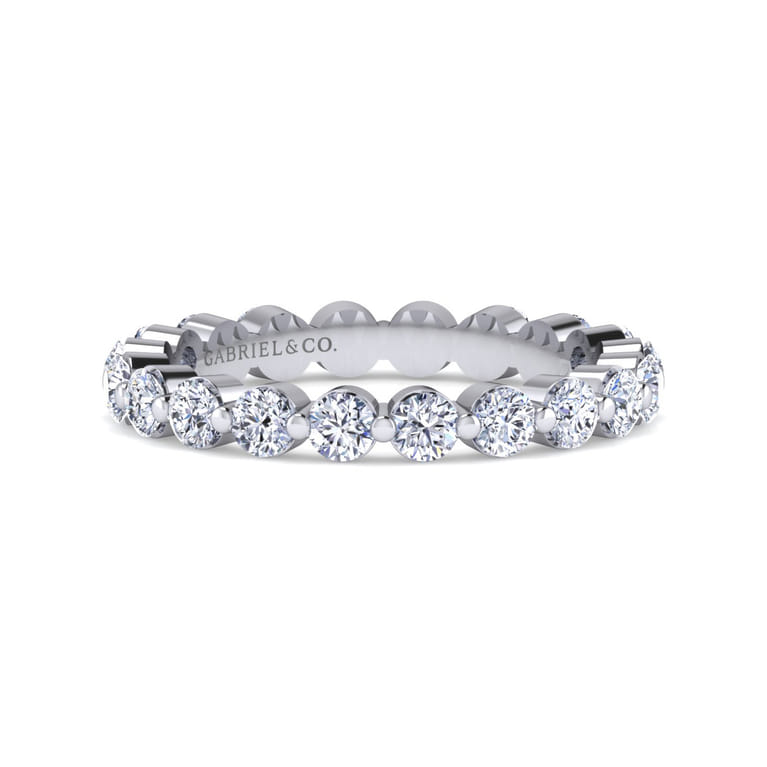 Eternity Band Wedding Ring in 14k White Gold with Round Natural Diamond at Gabriel & Co. - Shot 1