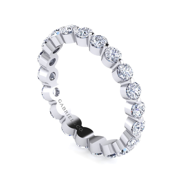 Eternity Band Wedding Ring in 14k White Gold with Round Natural Diamond at Gabriel & Co. - Shot 2