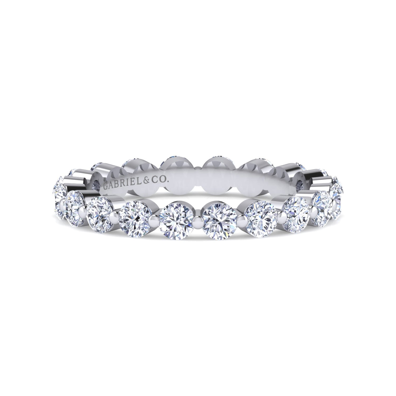 Eternity Band Wedding Ring in 14k White Gold with Round Natural Diamond at Gabriel & Co. - Shot 1