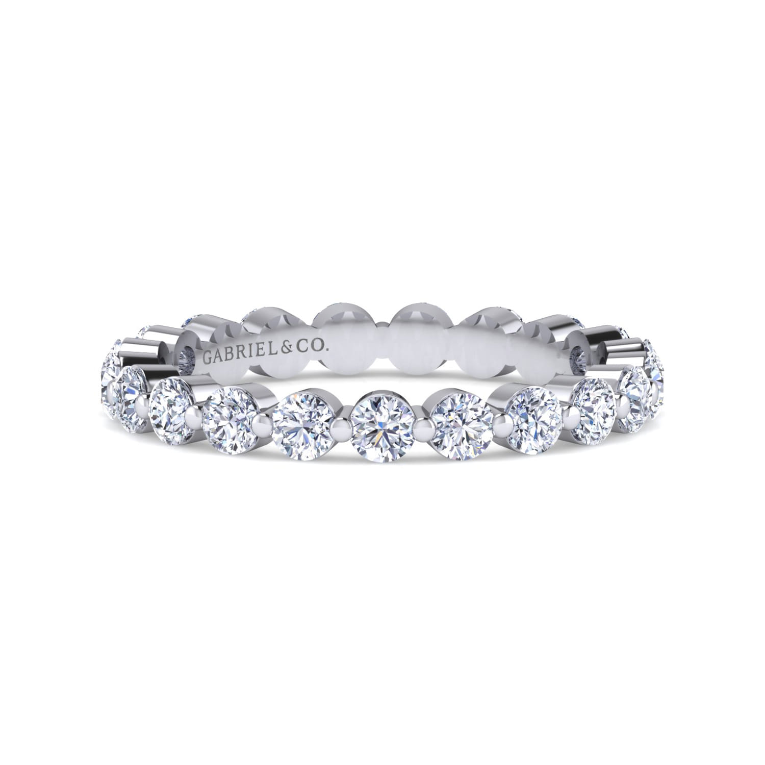 Eternity Band Wedding Ring in 14k White Gold with Round Natural Diamond at Gabriel & Co. - Shot 1