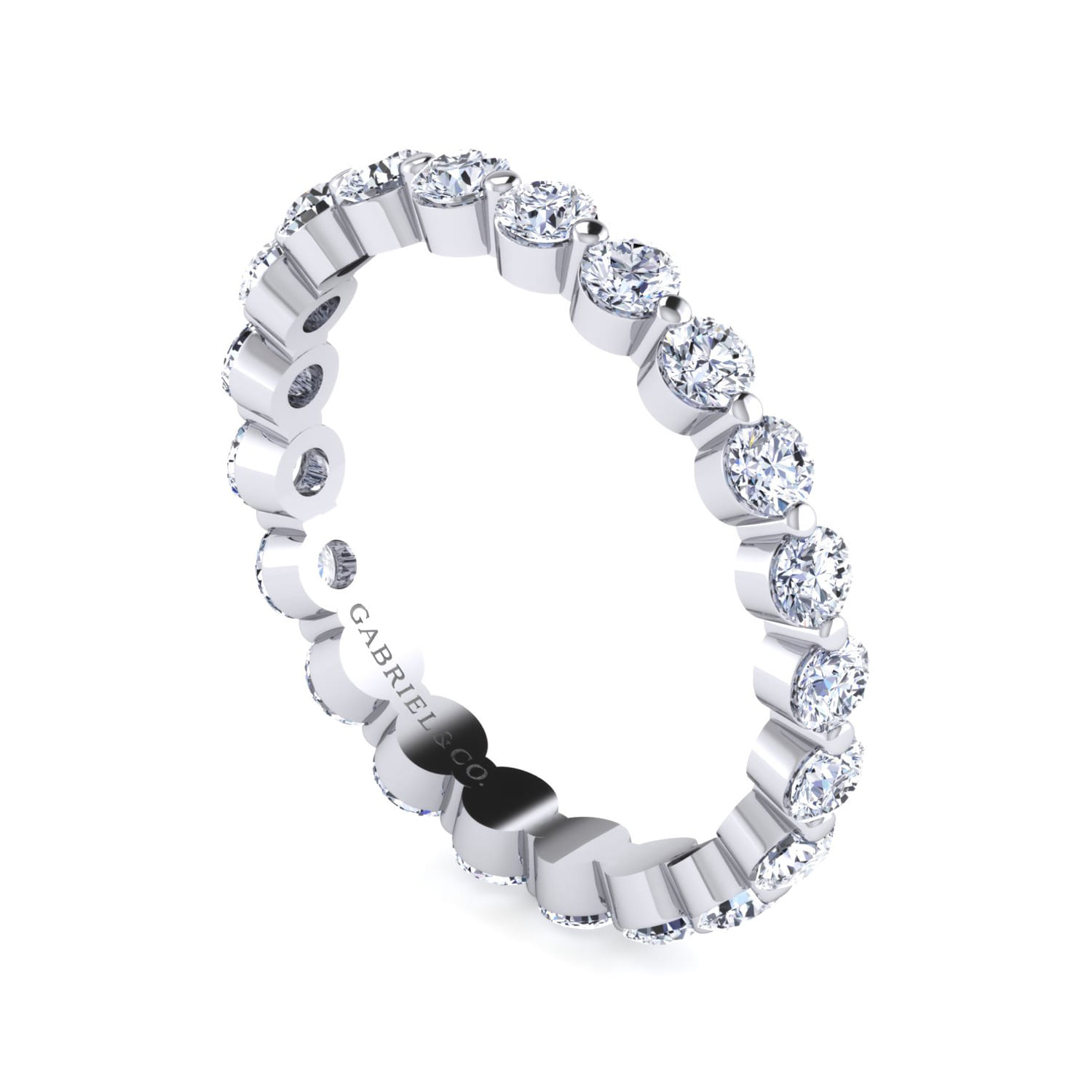Eternity Band Wedding Ring in 14k White Gold with Round Natural Diamond at Gabriel & Co. - Shot 3