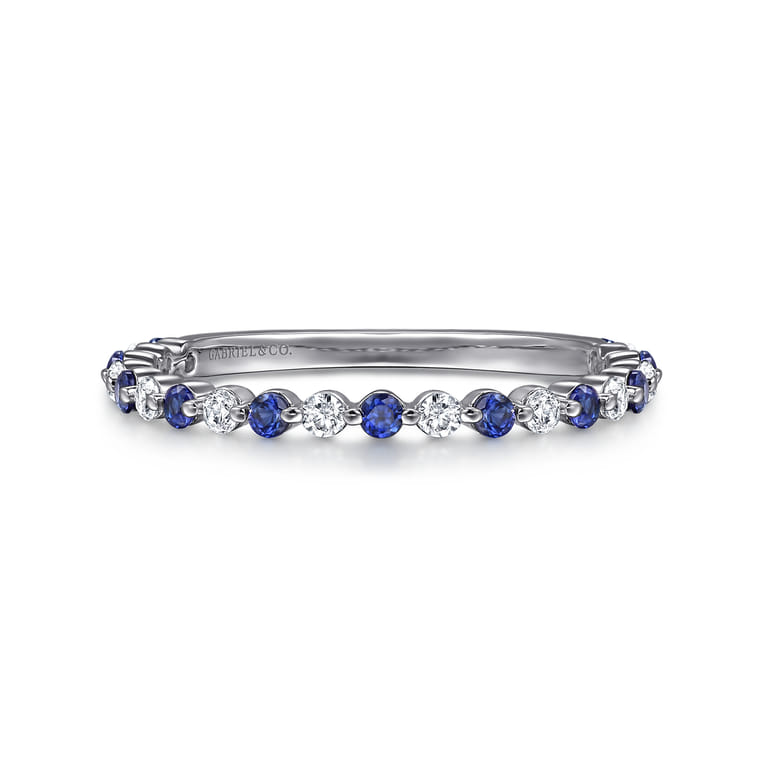 Straight Wedding Ring in 14k White Gold with Round Sapphire at Gabriel & Co. - Shot 1