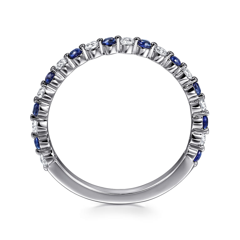 Straight Wedding Ring in 14k White Gold with Round Sapphire at Gabriel & Co. - Shot 2