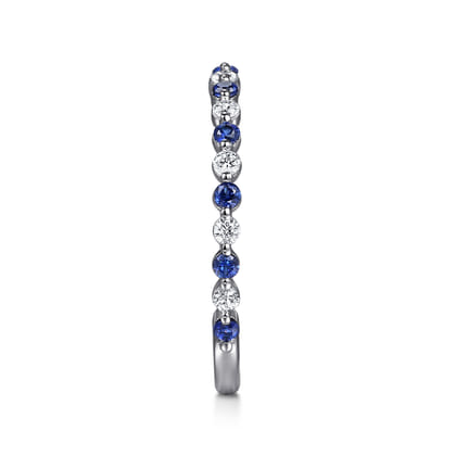 Devinne - 14K White Gold Single Prong Diamond and Sapphire Anniversary Band