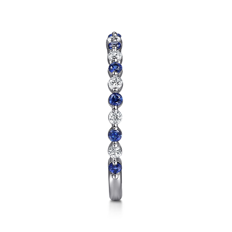 Devinne - 14K White Gold Single Prong Diamond and Sapphire Anniversary Band