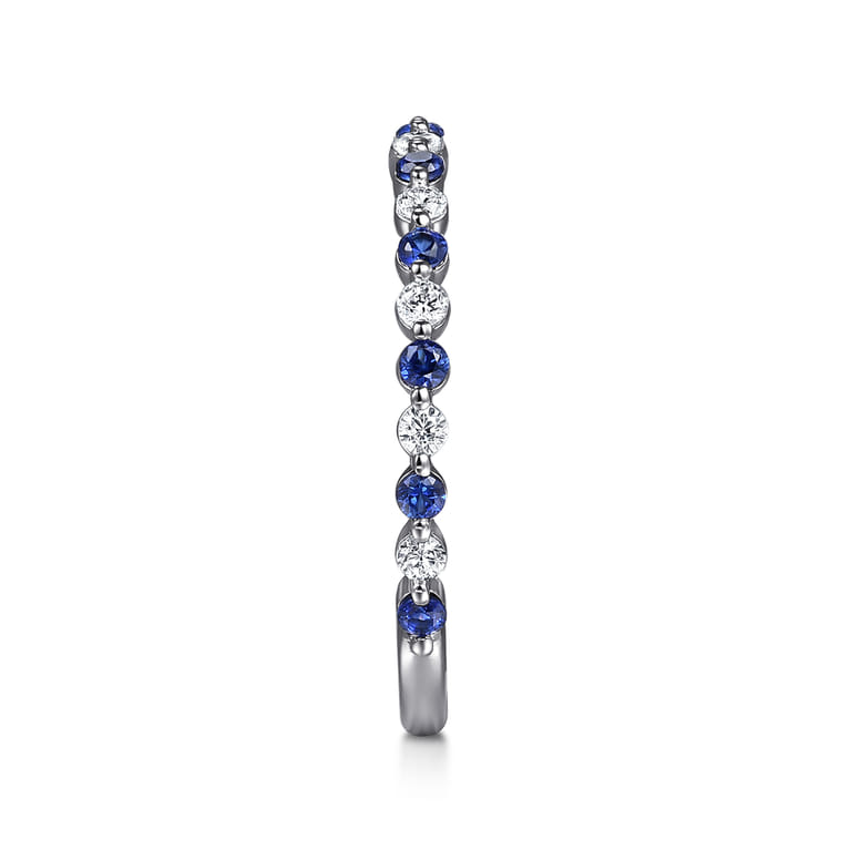 Straight Wedding Ring in 14k White Gold with Round Sapphire at Gabriel & Co. - Shot 4