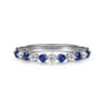 Straight Wedding Ring in 14k White Gold with Round Sapphire at Gabriel & Co.